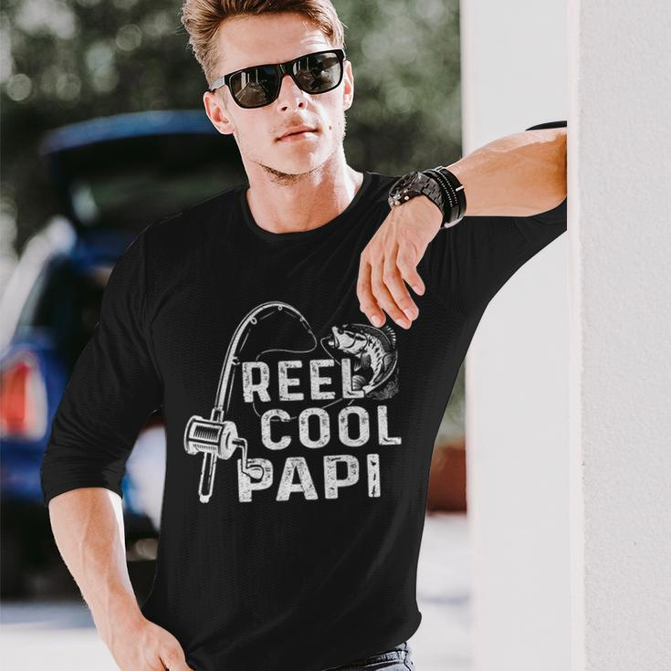 Vintage Reel Cool Papi Fishing Dad Grandpa Fathers Day V2 Long Sleeve T-Shirt Gifts for Him