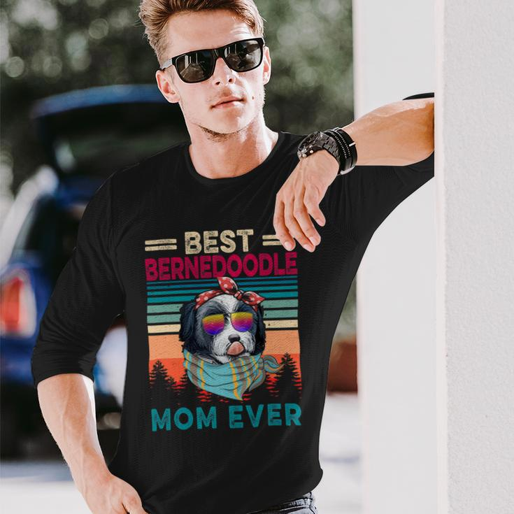 Vintage Retro Best Bernedoodle Mom Ever Cool Dog Mother Day Long Sleeve T-Shirt Gifts for Him
