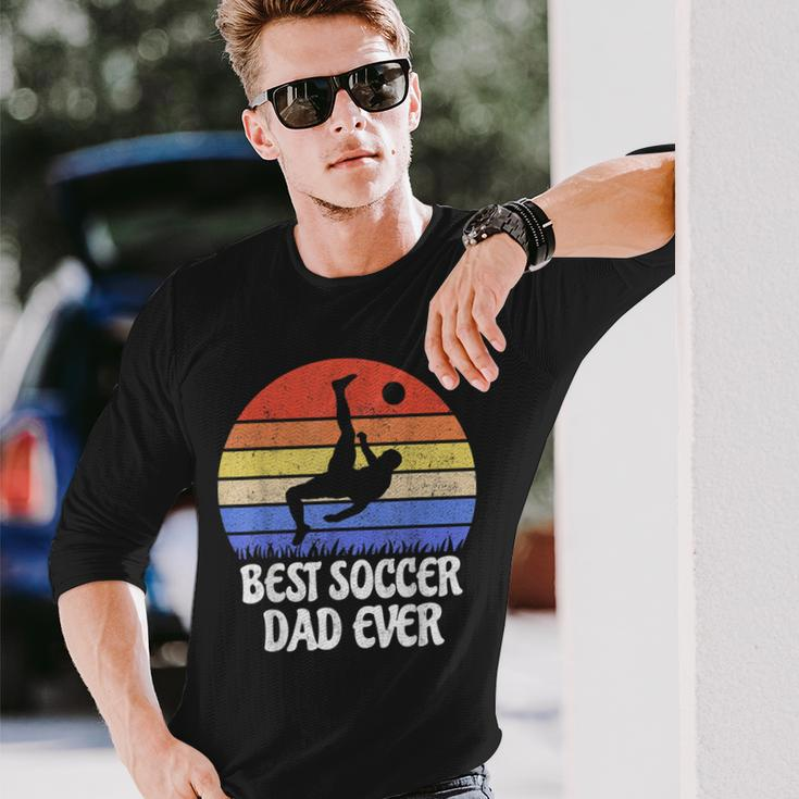 Vintage Retro Best Soccer Dad Ever Footballer Father Long Sleeve T-Shirt T-Shirt Gifts for Him