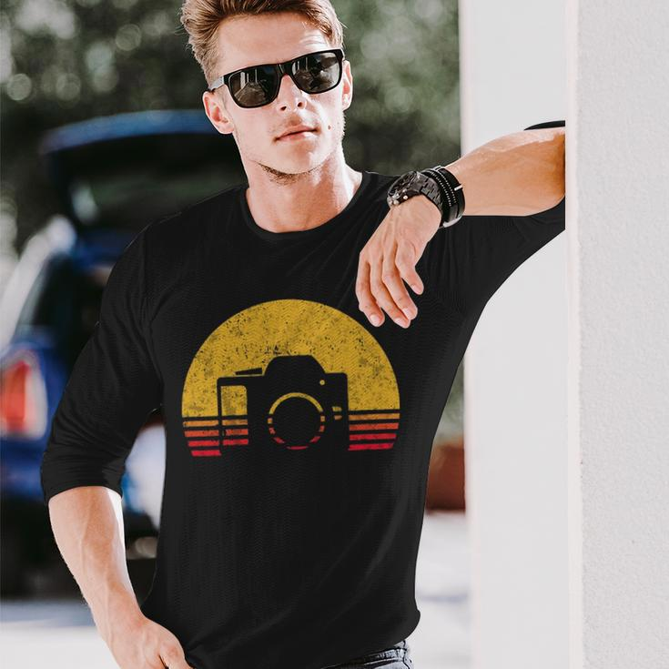 Vintage Retro Sunset Camera Photographer Long Sleeve T-Shirt Gifts for Him