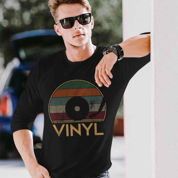 Vintage Retro Vinyl Record Player Analog Lp Music Player Men Women Long Sleeve T-shirt Graphic Print Unisex Gifts for Him