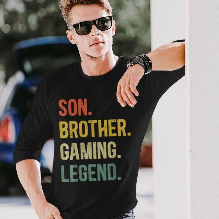 Vintage Sohn Bruder Gaming Legende Retro Video Gamer Boy Geek Langarmshirts Geschenke für Ihn