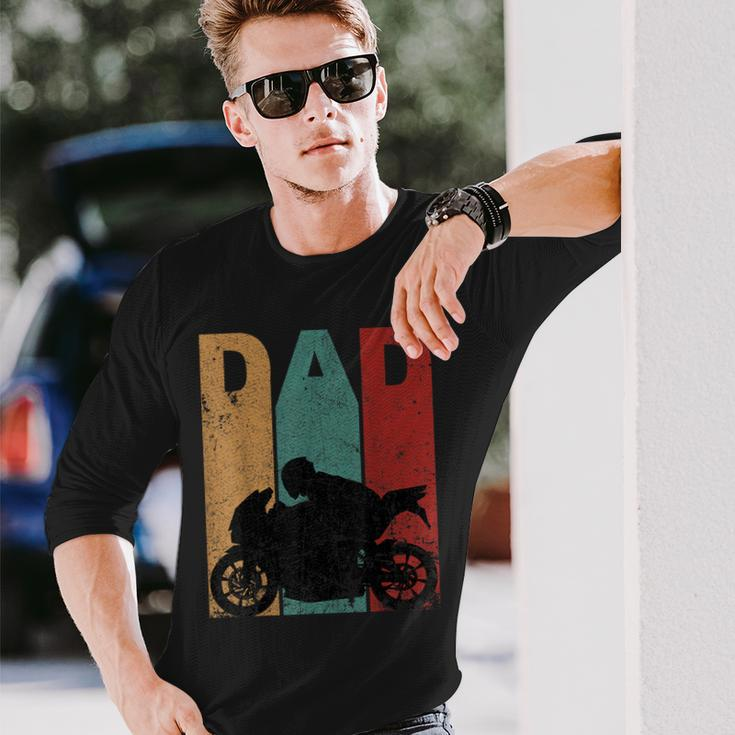 Vintage Sport Bike Dad Fathers Day Biker Motorcycle Long Sleeve T-Shirt Gifts for Him