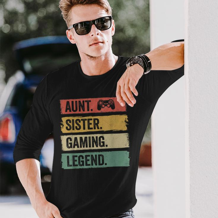 Vintage Tante Siter Gaming Legende Retro Video Gamer Tante Langarmshirts Geschenke für Ihn