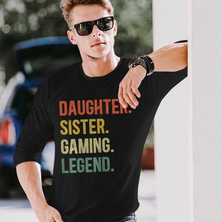 Vintage Tochter Schwester Gaming Legend Langarmshirts, Retro Gamer Girl Design Geschenke für Ihn