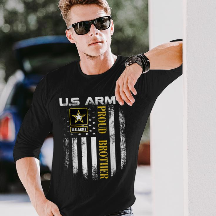 Vintage US Army Proud Brother With American Flag Long Sleeve T-Shirt Gifts for Him