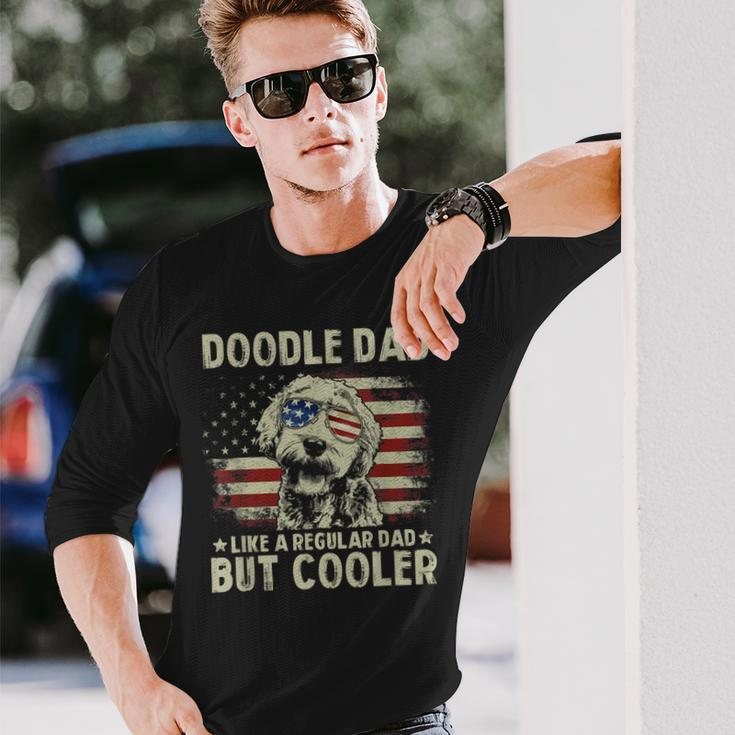 Vintage Usa Flag Goldendoodle Doodle Dad Fathers Day Men Long Sleeve T-Shirt Gifts for Him