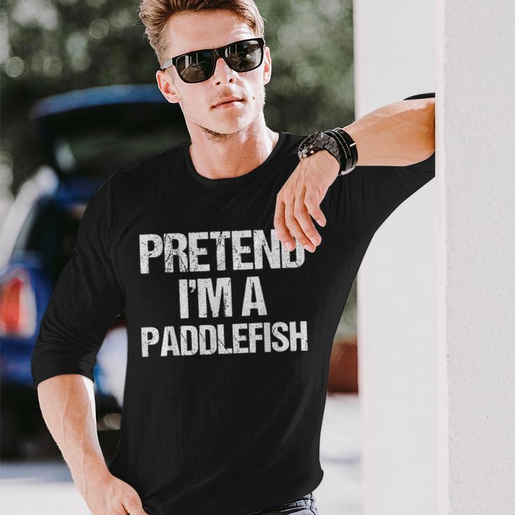 Vorgeben Ich Bin Ein Paddelfisch Lustig Faul Halloween-Kost Langarmshirts Geschenke für Ihn