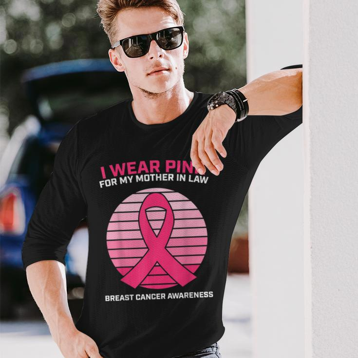 Wear Pink Mother In Law Breast Cancer Awareness Long Sleeve T-Shirt T-Shirt Gifts for Him
