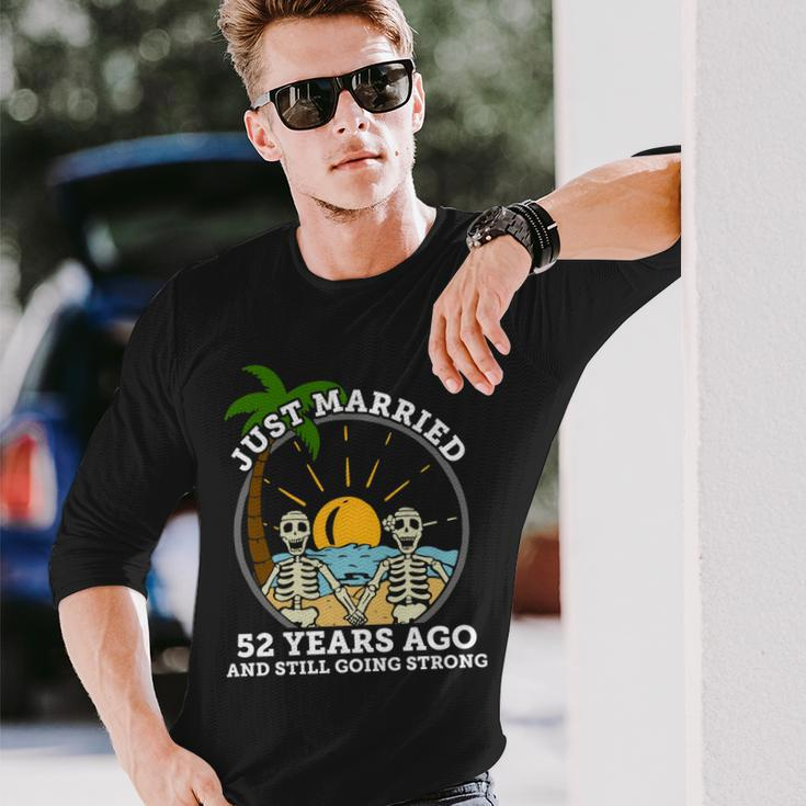 Wedding Anniversary Couple Married 52 Years Ago Skeleton Long Sleeve T-Shirt Gifts for Him