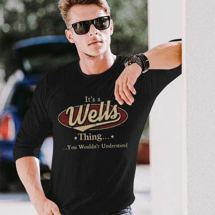 Wells Personalized Name Name Print S With Name Wells Long Sleeve T-Shirt Gifts for Him