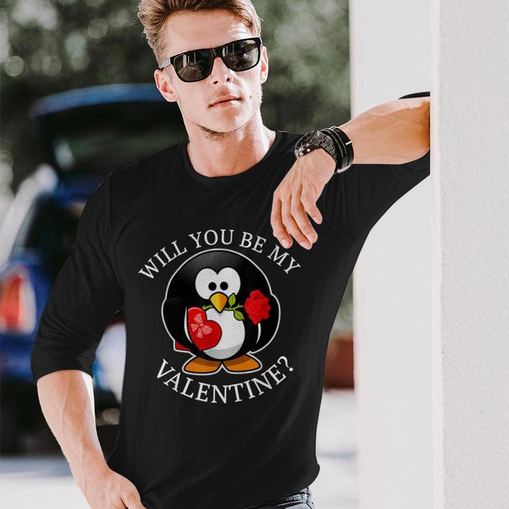 Will You Be My Valentine Valentines Day Long Sleeve T-Shirt Gifts for Him