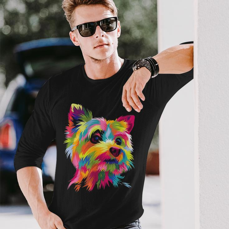 Yorkshire Terrier Yorkie Pop Art Popart Dog Long Sleeve T-Shirt Gifts for Him