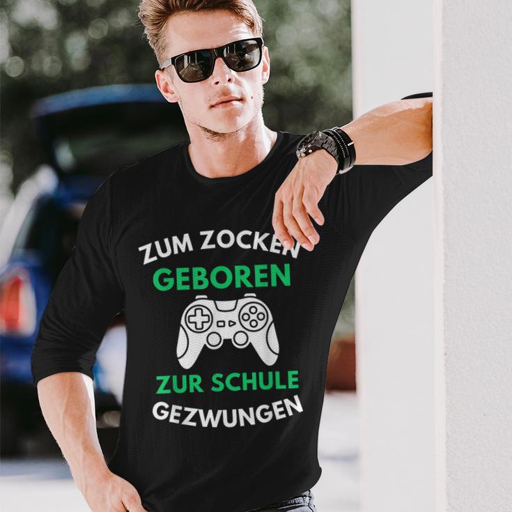 Zum Zocken Geboren Zur Schule Gezwungen Konsole Gaming V2 Langarmshirts Geschenke für Ihn