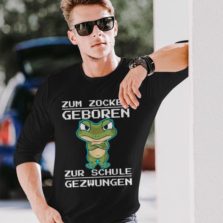 Zum Zocken Geboren Zur Schule Gezwungen Konsole Ps5 Gaming Langarmshirts Geschenke für Ihn