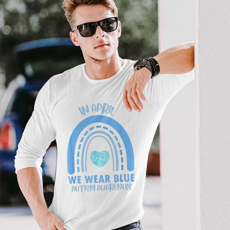 In April We Wear Blue Autism Awareness Month Long Sleeve T-Shirt T-Shirt Gifts for Him