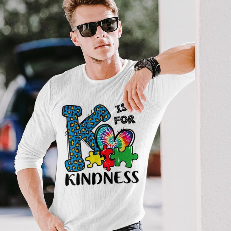 Autism Awareness K Is For Kindness Puzzle Piece Be Kind Long Sleeve T-Shirt T-Shirt Gifts for Him