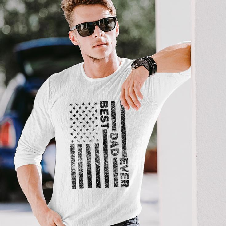 Best Dad Ever American Flag Husband Vintage Fathers Day Men Long Sleeve T-Shirt Gifts for Him