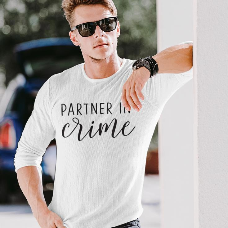 Best Friend Partner In Crime Men Women Long Sleeve T-shirt Graphic Print Unisex Gifts for Him
