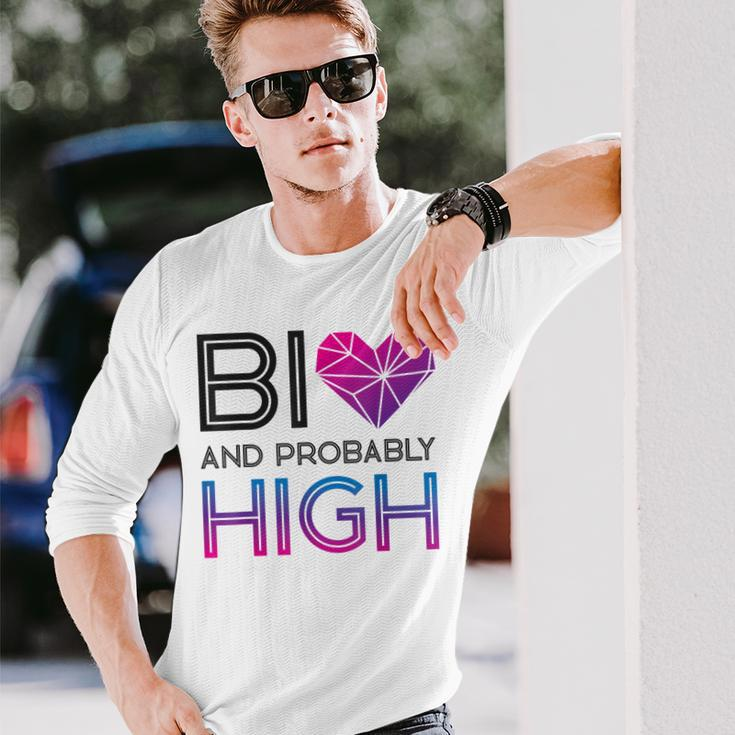 Bisexual Bi Pride Flag Bi And Probably High Long Sleeve T-Shirt T-Shirt Gifts for Him