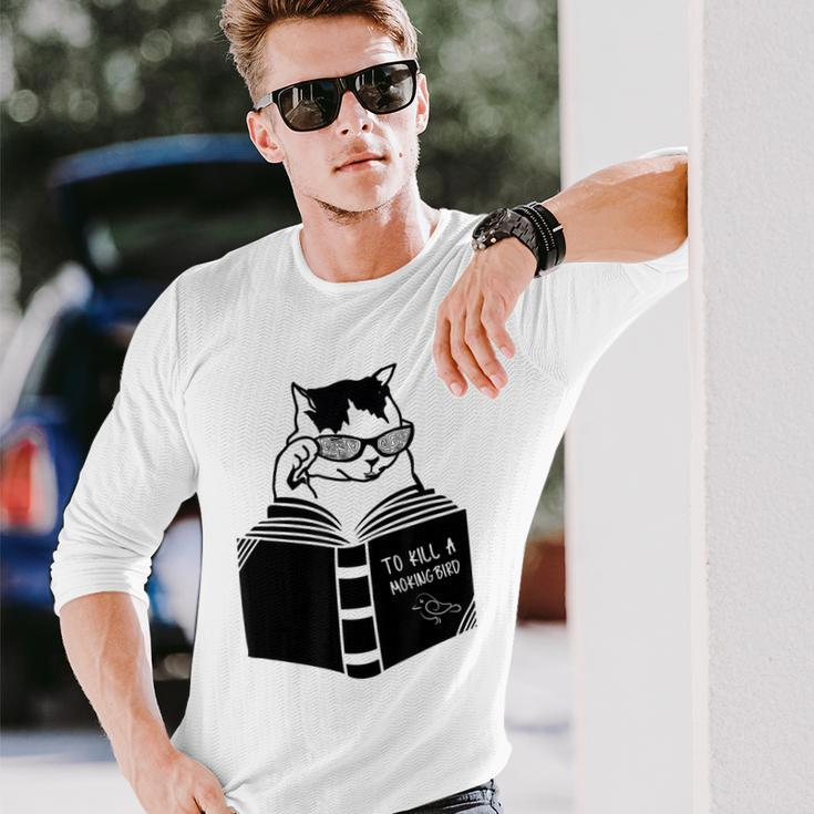 Cat Reading To Kill A Mockingbird Long Sleeve T-Shirt T-Shirt Gifts for Him