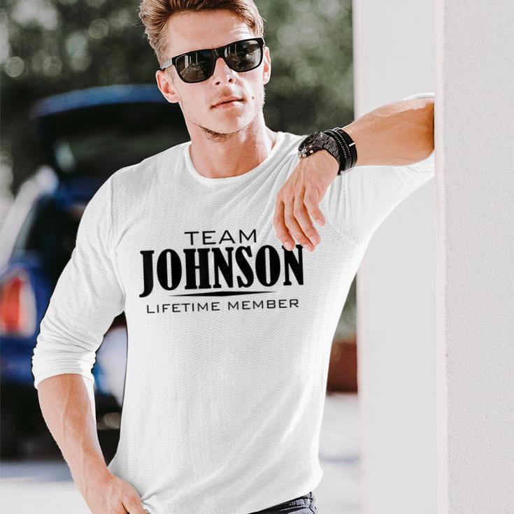 Cornhole Team Johnson Family Last Name Top Lifetime Member Men Women Long Sleeve T-shirt Graphic Print Unisex Gifts for Him