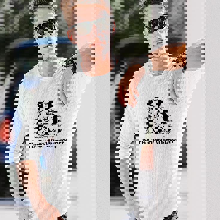 The Cow Whisperer- Cute Black And White Resting Cow Long Sleeve T-Shirt Gifts for Him