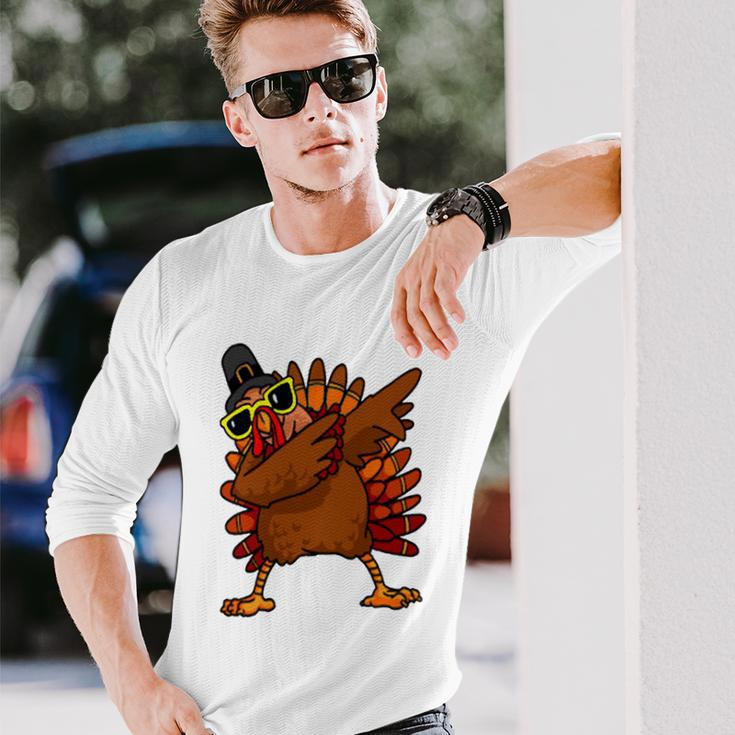 Dabbing Turkey Thanksgiving Cute Long Sleeve T-Shirt Gifts for Him
