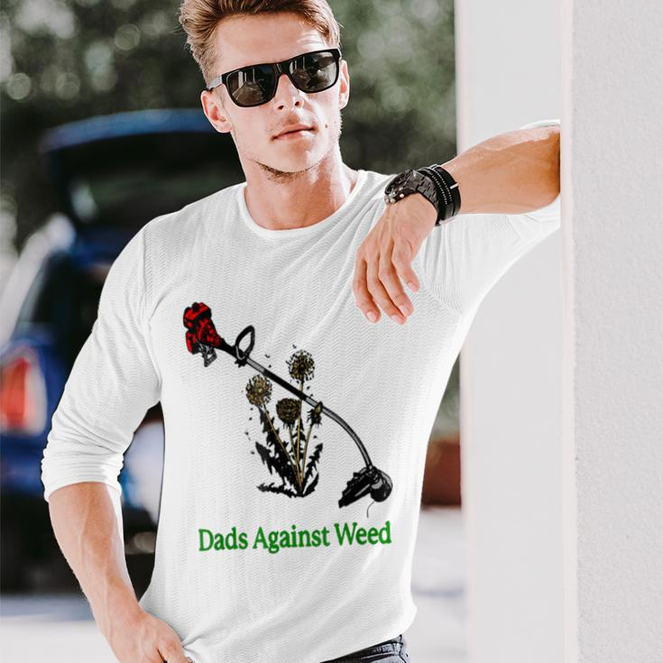 Dads Against Weed Funny Gardening Lawn Mowing Fathers Men Women Long Sleeve T-shirt Graphic Print Unisex Gifts for Him