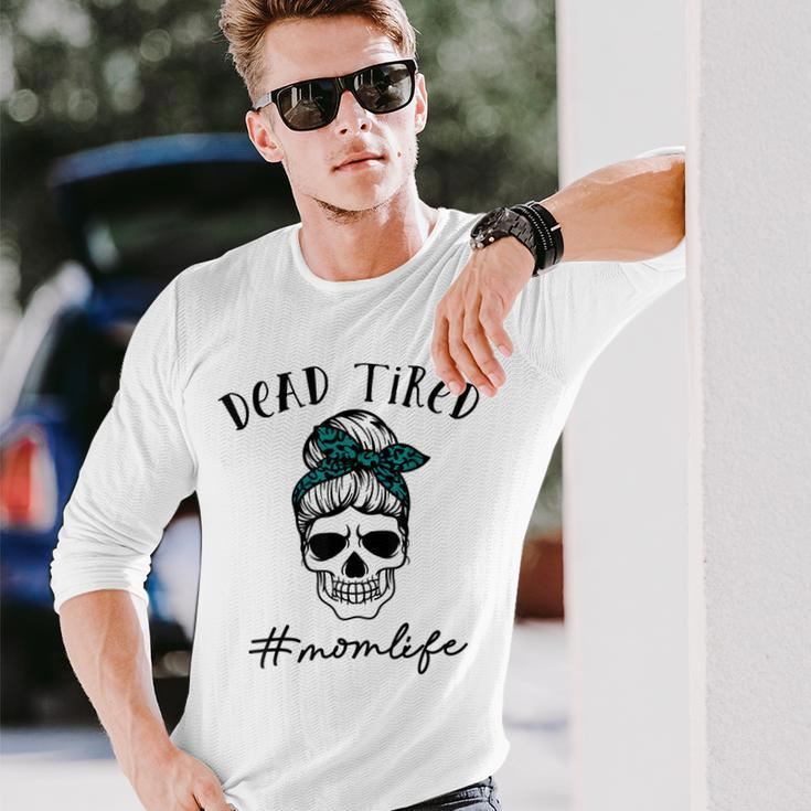 Dead Tired Mom Life Leopard Skull Sunglasses Long Sleeve T-Shirt T-Shirt Gifts for Him