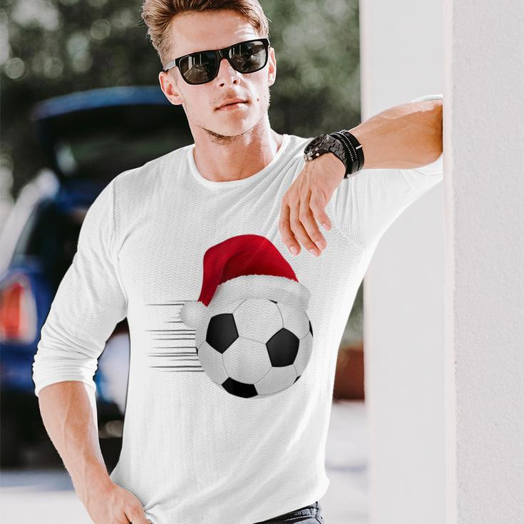 Fußball-Fußball-Weihnachtsball Weihnachtsmann-Lustige Langarmshirts Geschenke für Ihn