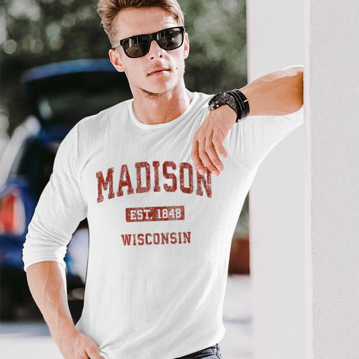 Madison Wisconsin Wi Vintage Athletic Sports Long Sleeve T-Shirt Gifts for Him