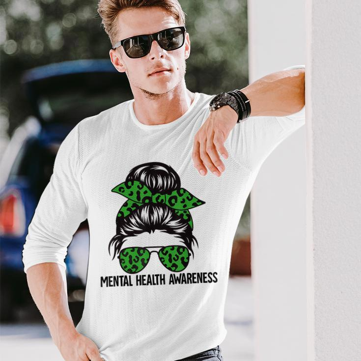 Messy Bun Mental Health Awareness Mental Health Matters Long Sleeve T-Shirt T-Shirt Gifts for Him