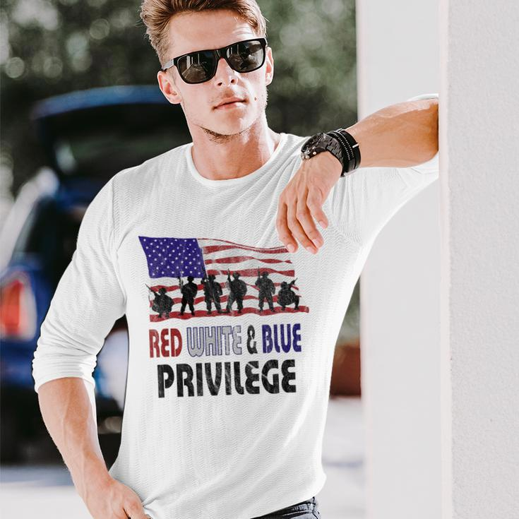 Red White & Blue Privilege Veterans Day Vets Long Sleeve T-Shirt Gifts for Him