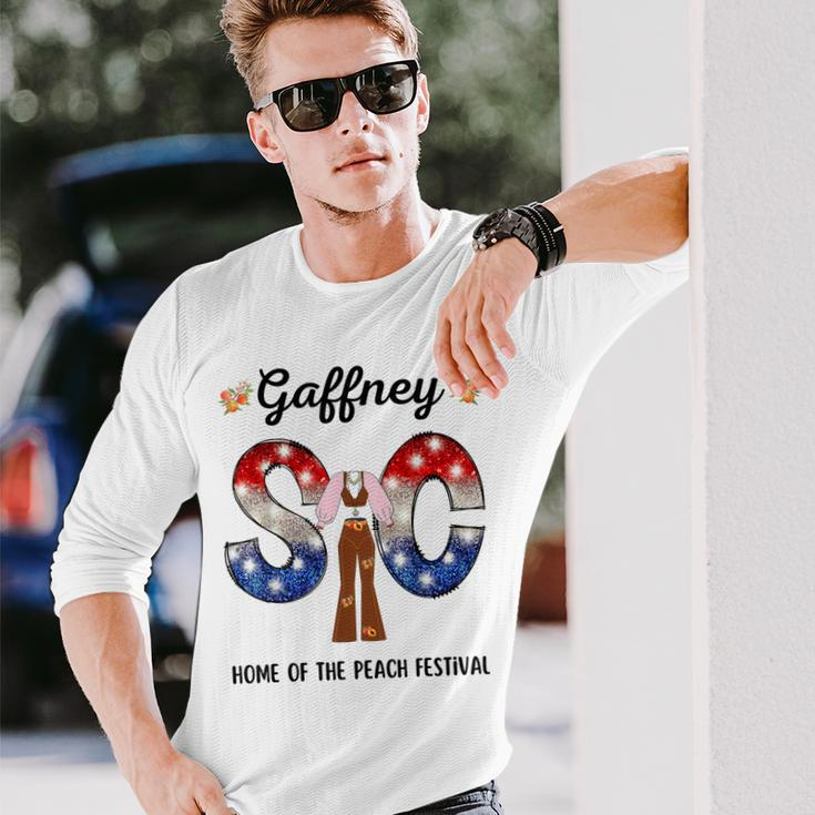 Sc Gaffney South Carolina Peach Festival Us Flag Letters P Long Sleeve T-Shirt Gifts for Him