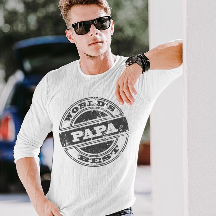 Worlds Best Papa Cool Dad Fathers Day Dads Long Sleeve T-Shirt T-Shirt Gifts for Him