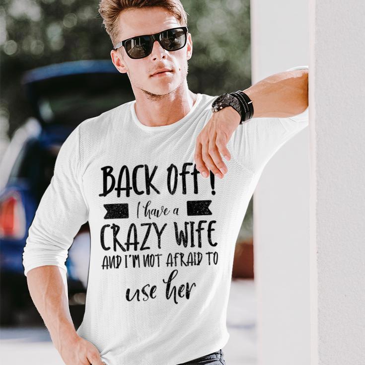 Zurück! Ich Habe Eine Verrückte Frau Langarmshirts, Lustiges Tee für Ehemänner Geschenke für Ihn