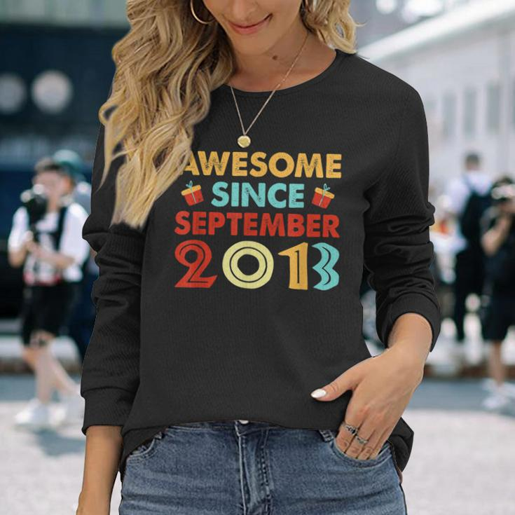 10 Years Old Gift Awesome Since September 2013 10Th Birthday Men Women Long Sleeve T-shirt Graphic Print Unisex Gifts for Her