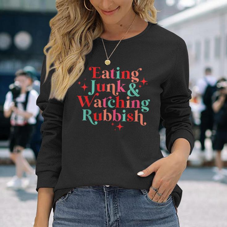 Eating Junk & Watching Rubbish Funny Christmas  Men Women Long Sleeve T-shirt Graphic Print Unisex