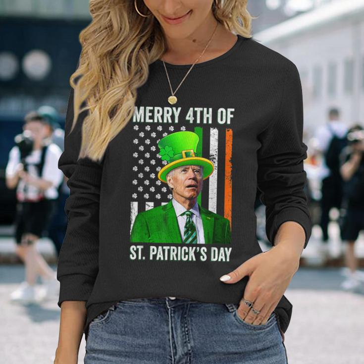 Merry 4Th Of St Patricks Day Joe Biden Leprechaun Hat  V2 Unisex Long Sleeve