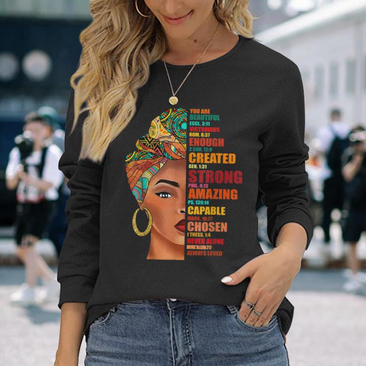 Black Queen Lady Curly Natural Afro African American Ladies  V5 Unisex Long Sleeve
