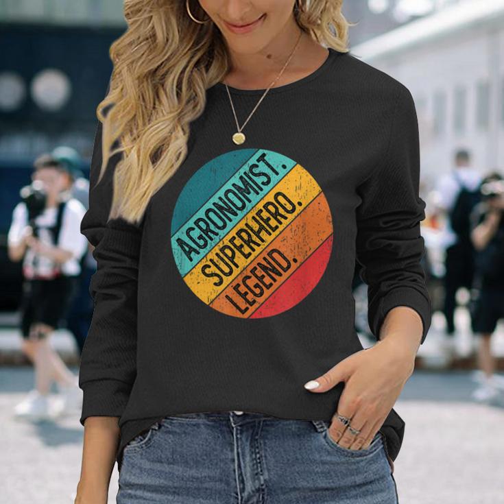 Agronom Superheld Legende Retro-Stil Langarmshirts, Agrar-Fan Vintage Look Geschenke für Sie