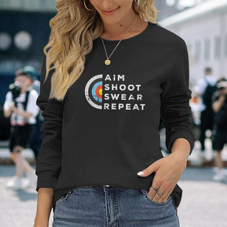 Aim Swear Repeat Archery Costume Archer Archery Men Women Long Sleeve T-Shirt T-shirt Graphic Print Gifts for Her