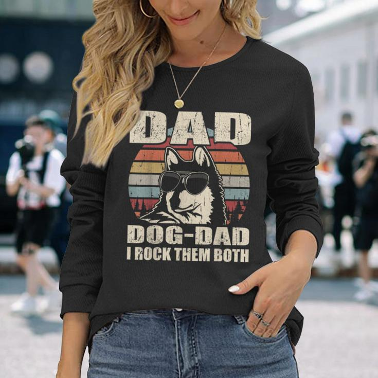 Alaskan Klee Kai Dad And Dog Dad I Rock Them Both Vintage Long Sleeve T-Shirt Gifts for Her