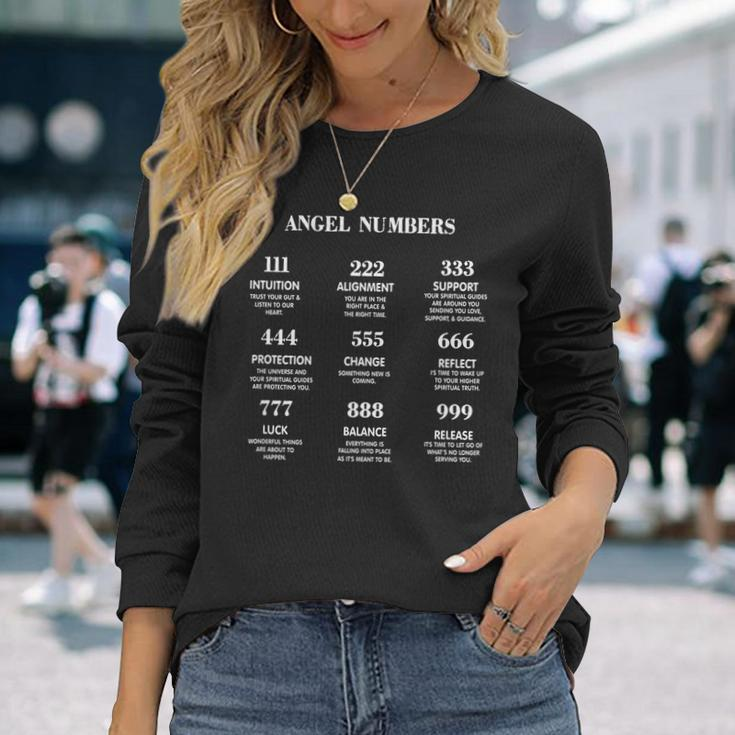 Angel Numbers Trendy With Sayings On Back Side Long Sleeve T-Shirt T-Shirt Gifts for Her