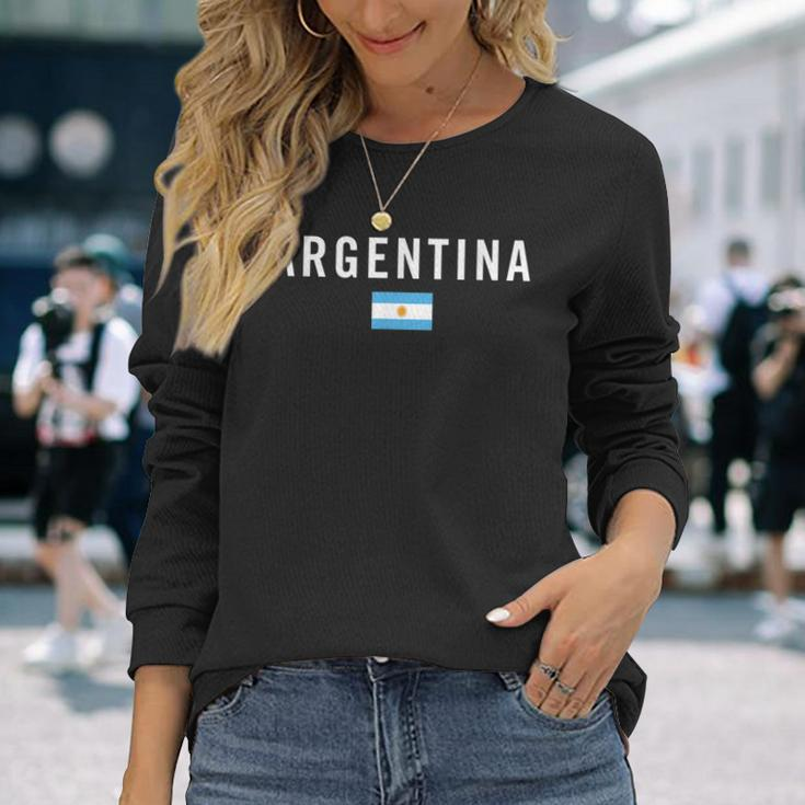 Argentina Flag Patriotic Flag Argentina Soccer Supporter Men Women Long Sleeve T-shirt Graphic Print Unisex Gifts for Her