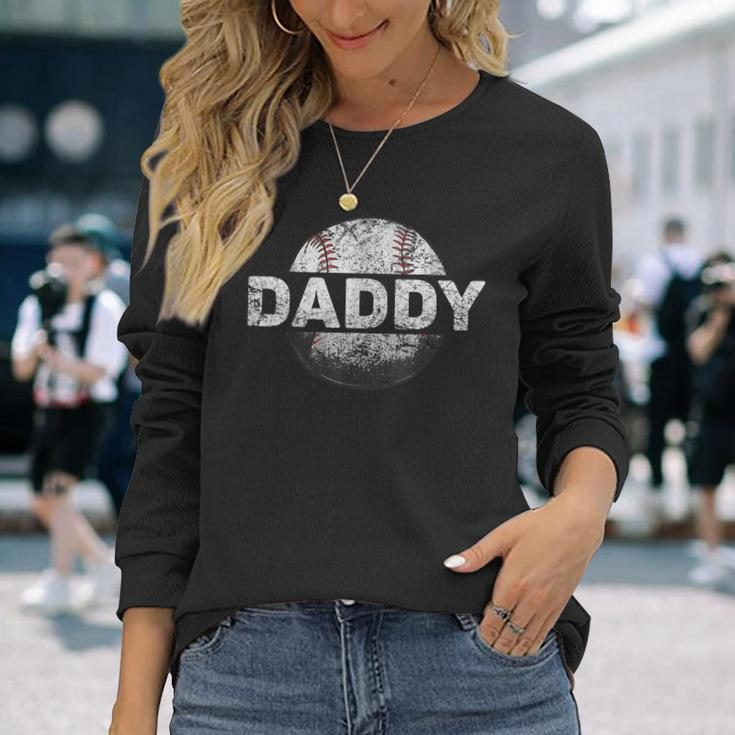 Baseball Daddy Dad Baseball Ball Vintage Long Sleeve T-Shirt Gifts for Her