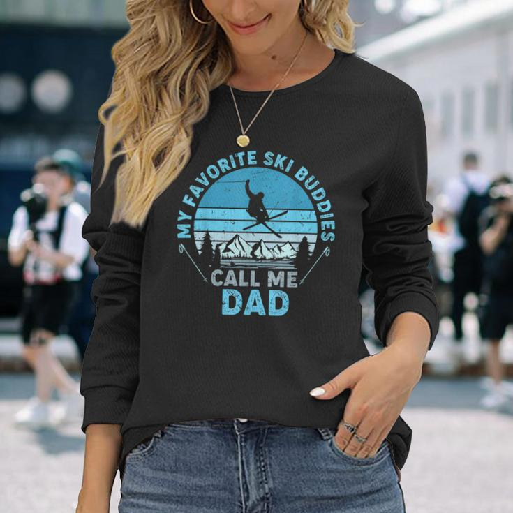 Bddj Vintage My Favorite Ski Buddies Call Me Dad Fathers Day Long Sleeve T-Shirt Gifts for Her