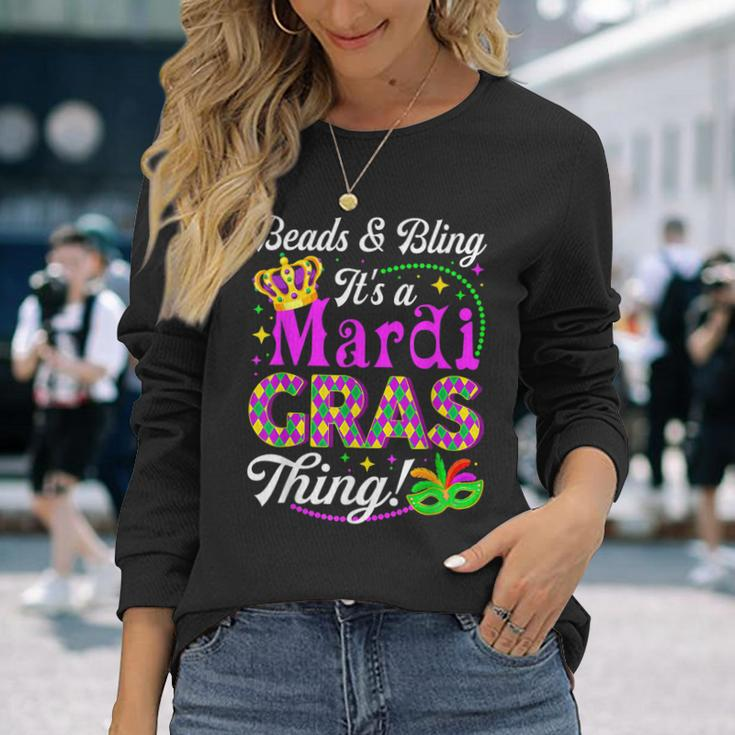 Beads & Bling Its A Mardi Gras Thing Party Mask Beads Long Sleeve T-Shirt Gifts for Her