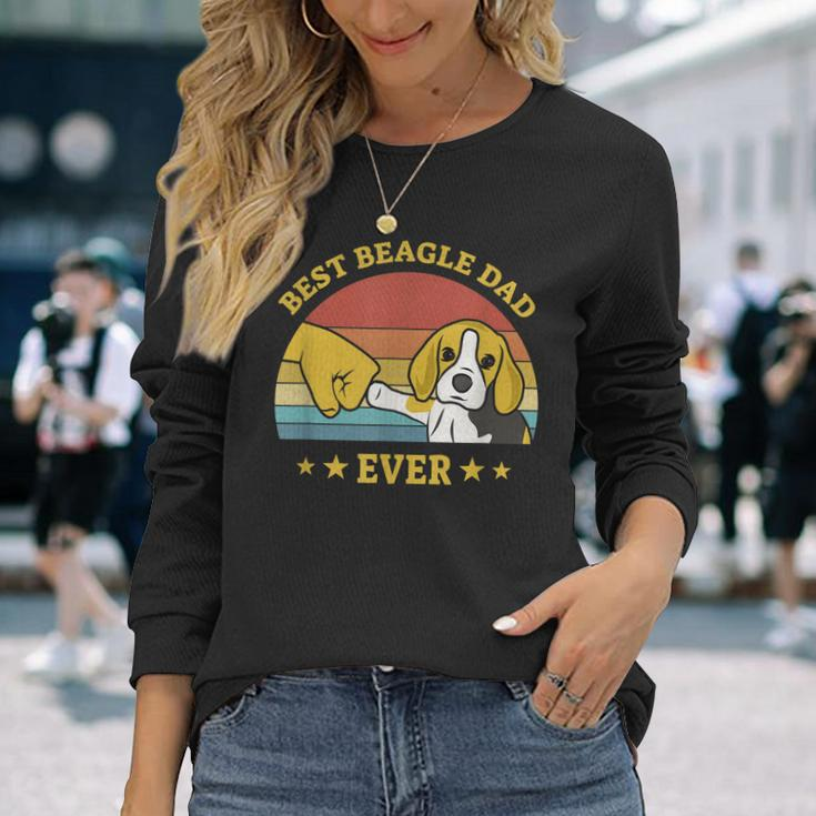 Best Beagle Dad Ever Proud Vintage Beagle Puppy Lover Long Sleeve T-Shirt Gifts for Her
